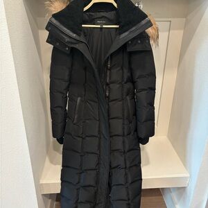 Andrew Marc Black Puffer Coat with Fur Trim